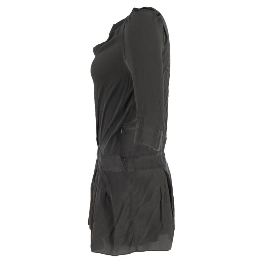 Maje Robe Mini 3/4 Sleeve Dress in Olive Silk - Picture 2 of 3